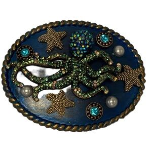 Blue and Green Octopus Brooch